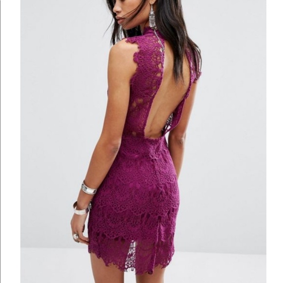 Free People backless magenta lace dress - Picture 2 of 6